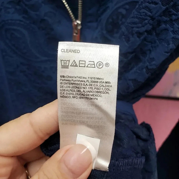 Chico's Zenergy Navy Blue Lace Embellished Zip Front Jacket - Picture 5 of 6